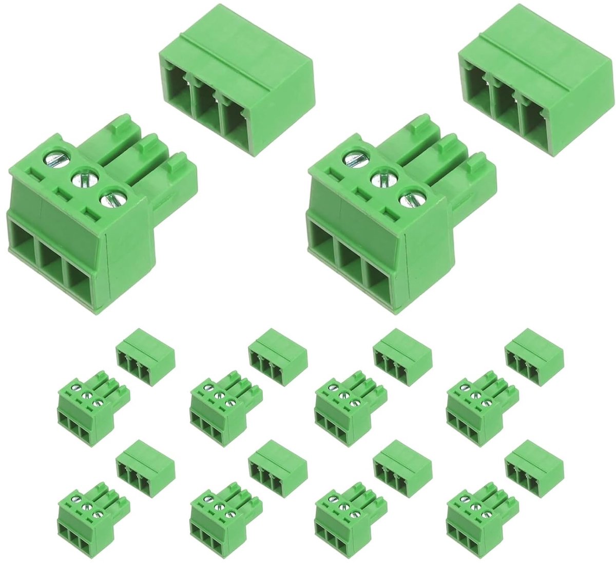 10 sets klemblokken voor PCB met 3,81 mm stappen, rechthoekige connectoren voor audio- en energiemodules, doe-het-zelf, met kabel 26-16 AWG