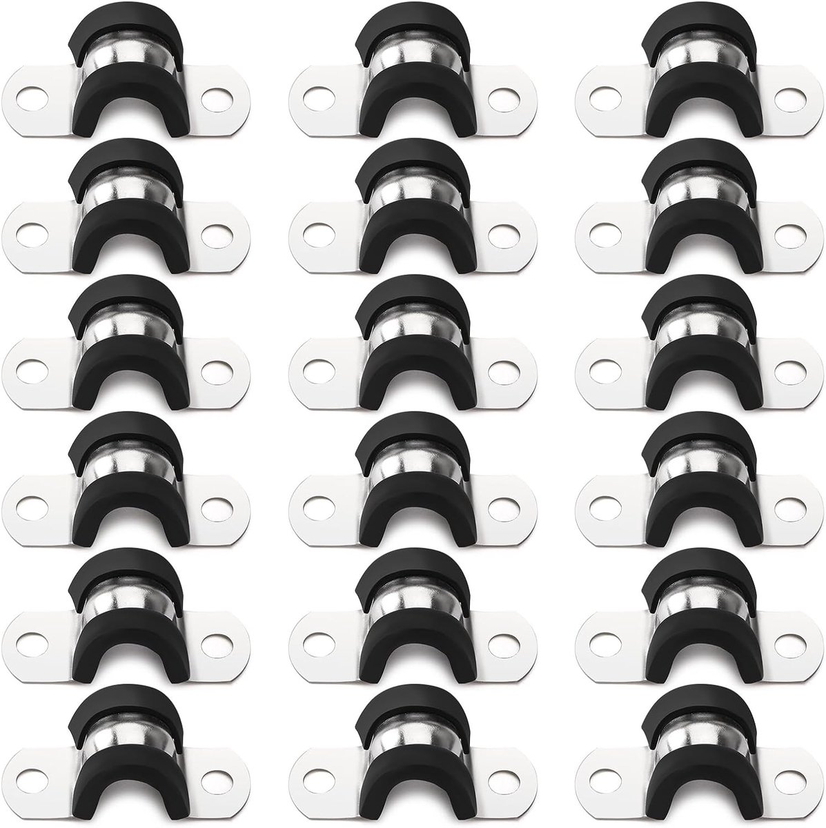18 Stuks 10mm Rubberen U-Clips, 304 Roestvrij Staal Rubberen Kussenpijpklemmen, U-Pijpklemmen, voor Installatie van Zachte Buizen of Kabels