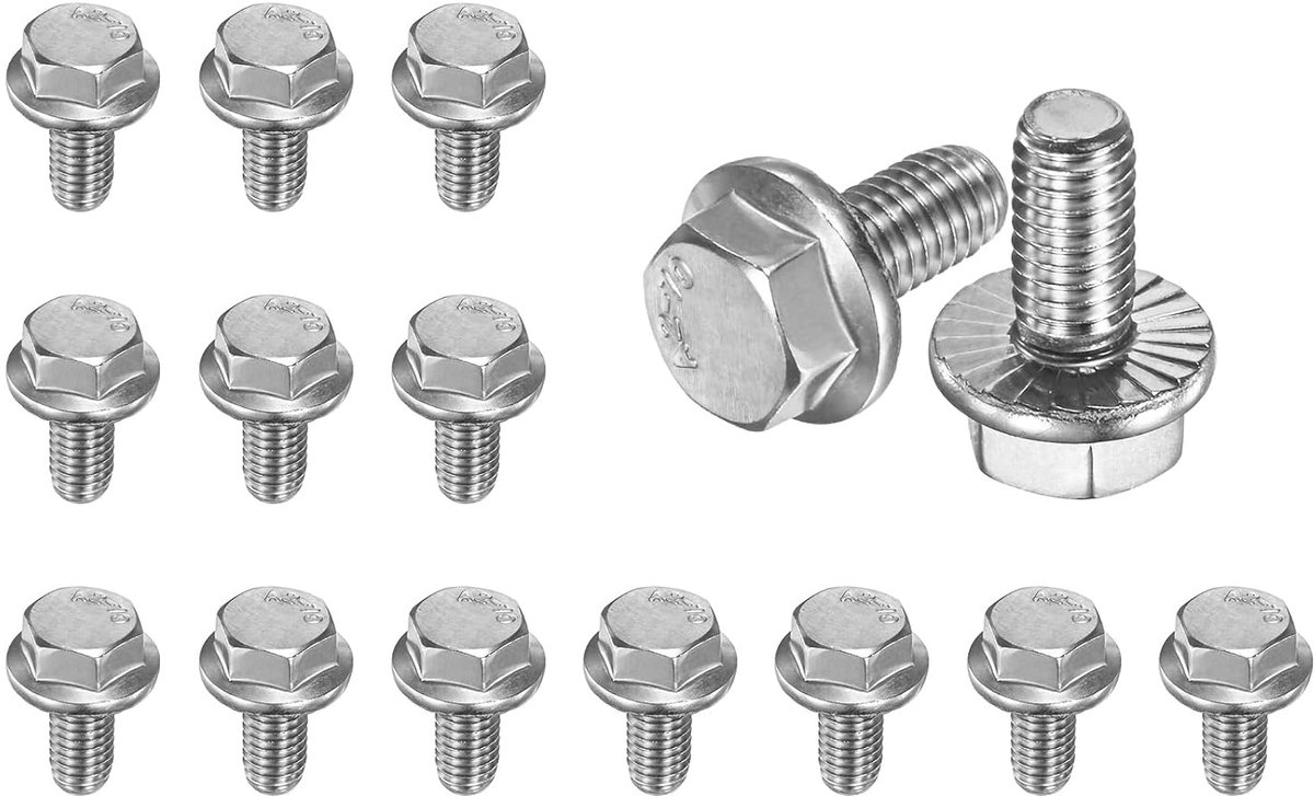 METERXITY 15 stuks zeskantkopschroeven, M6 x 12 mm, staal 304, zeskant, buitenschroef, metrische schroeven, volledige schroefdraad voor [zilveren toon]