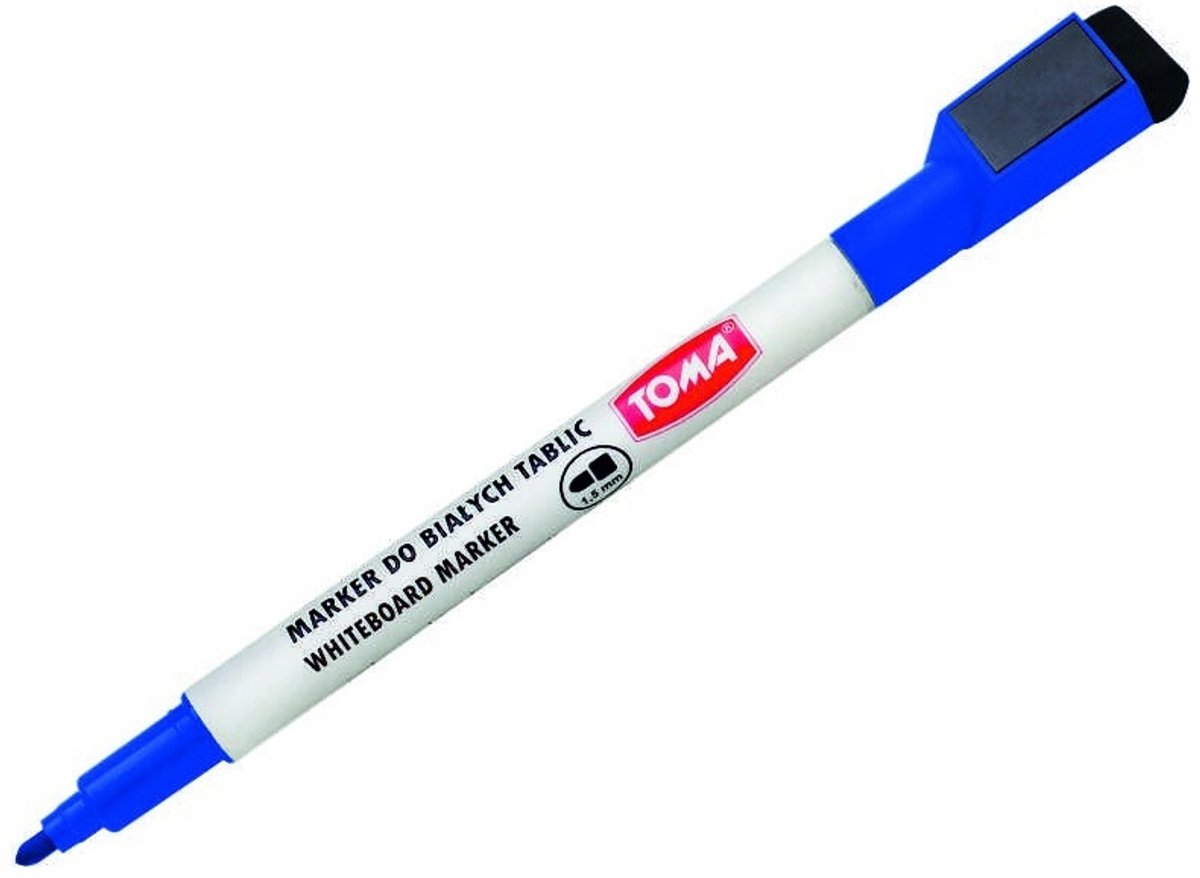Blauwe whiteboardmarker met magneet en gum - 1,5 mm