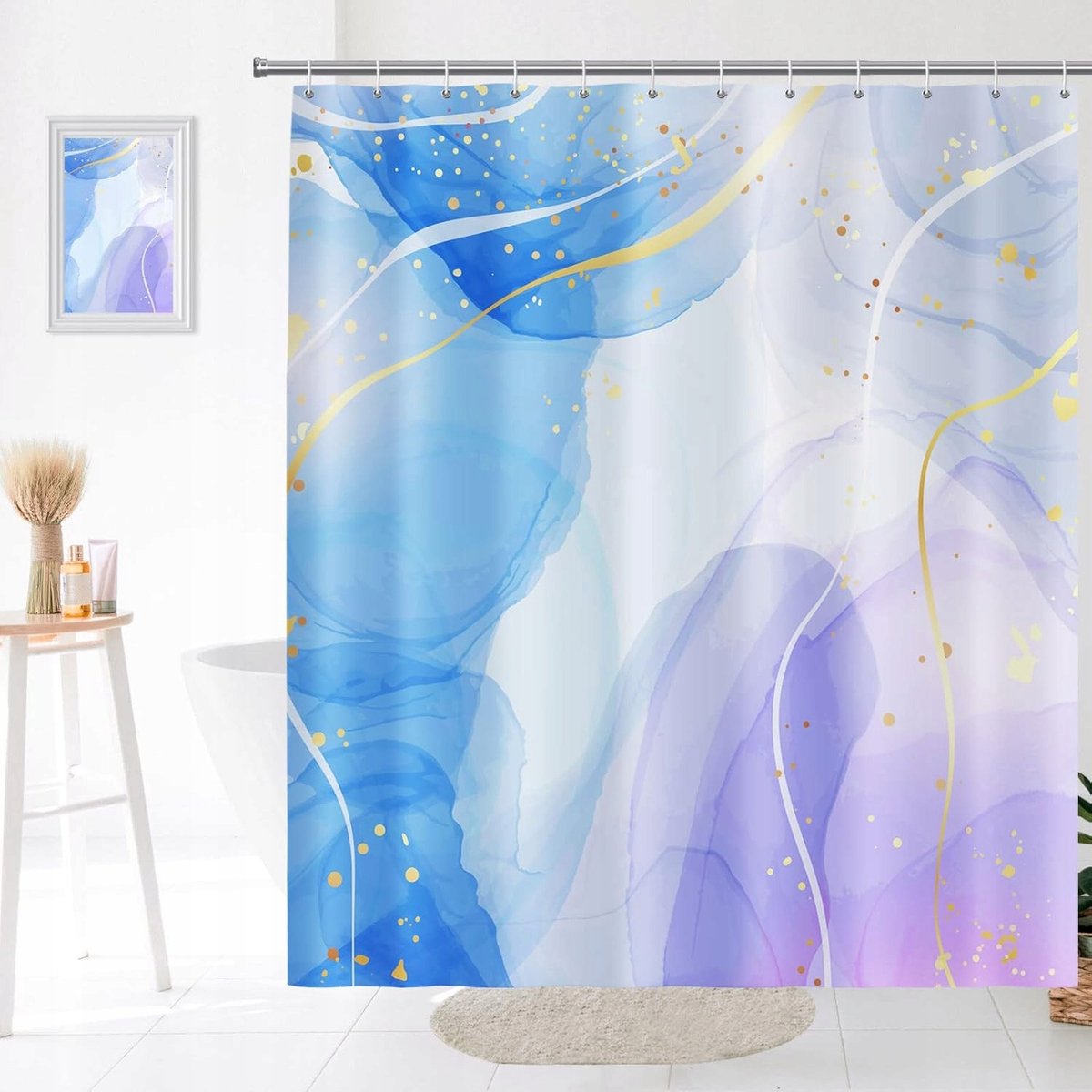 Waterdicht Douchegordijn 180x180cm Blauw-Paars met 12 Haken