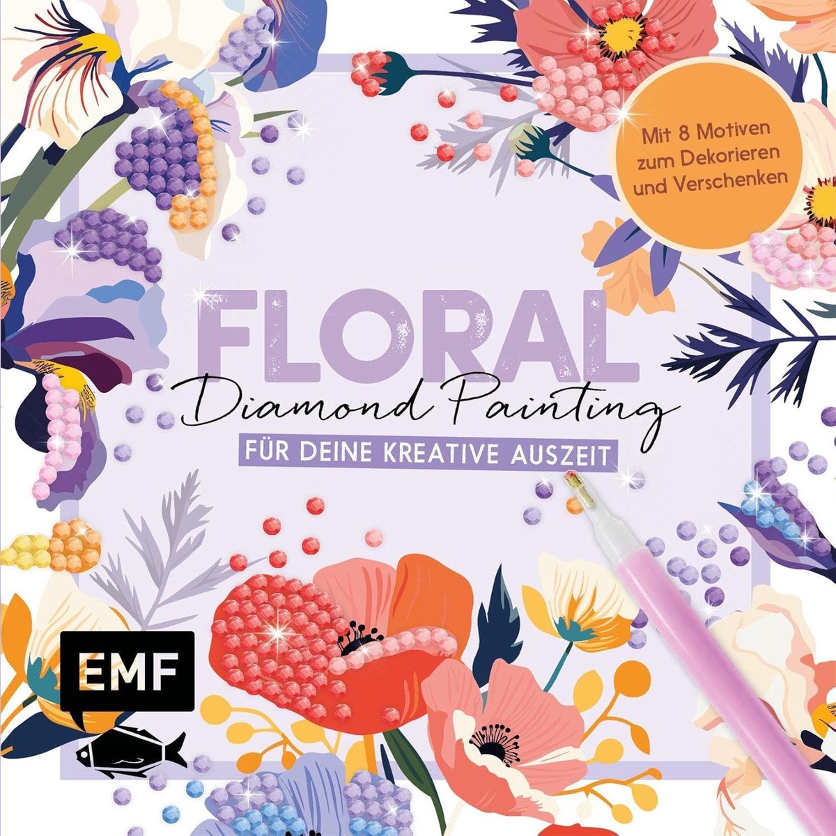 SnelShoppen - Floral Diamond Painting DIY-Set met 8 Motieven, 2500 Diamanten in 15 Kleuren, Creatieve Hobby voor Thuis, Versieren en Cadeaus