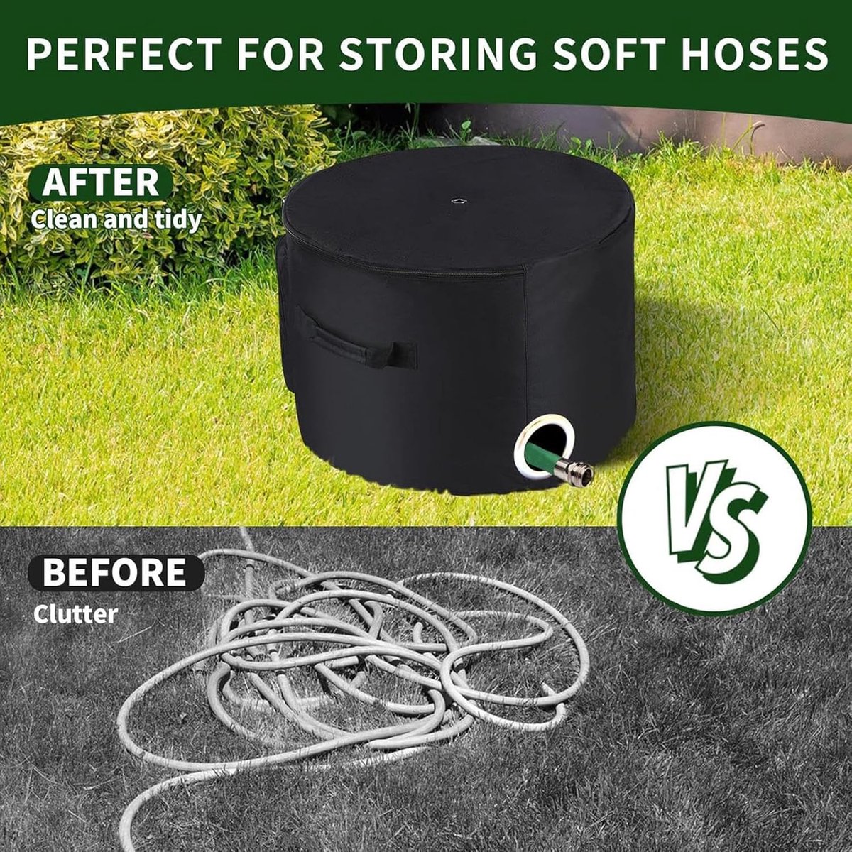 Tuinslang Opberger - Hose Pot Houder - Tuin Organiseren - Waterdicht Oxford Materiaal - 45 x 34 cm - Zwart – foto 5