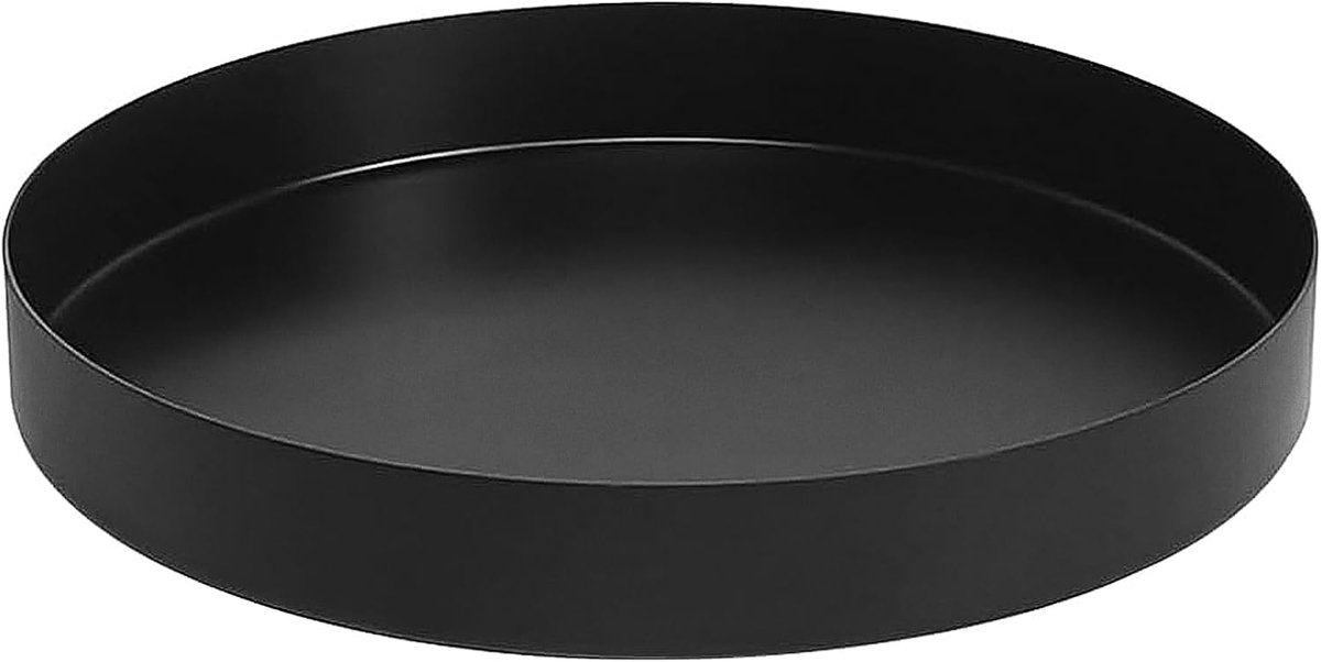SnelShoppen - Zwart Ronde Tray | Decoratieve Zwarte Matte Design Schaal | Metalen Decoratie Tray voor Adventskrans, Ø 20cm, Voor Feestdagen en Bijzond