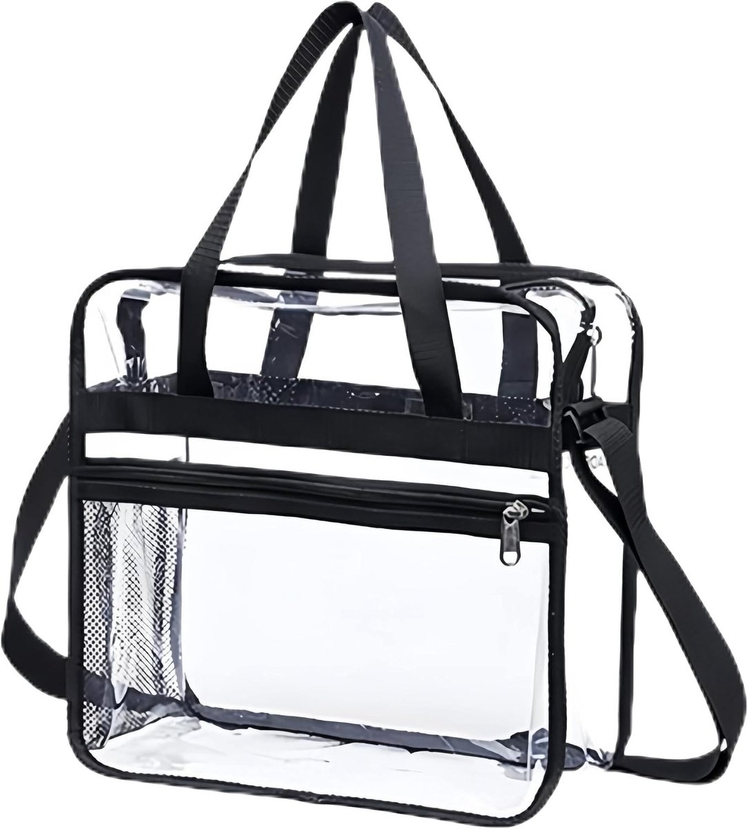 Transparante Handtas PVC - Zwart - Schoudertas - Ideaal voor festivals - SnelShoppen