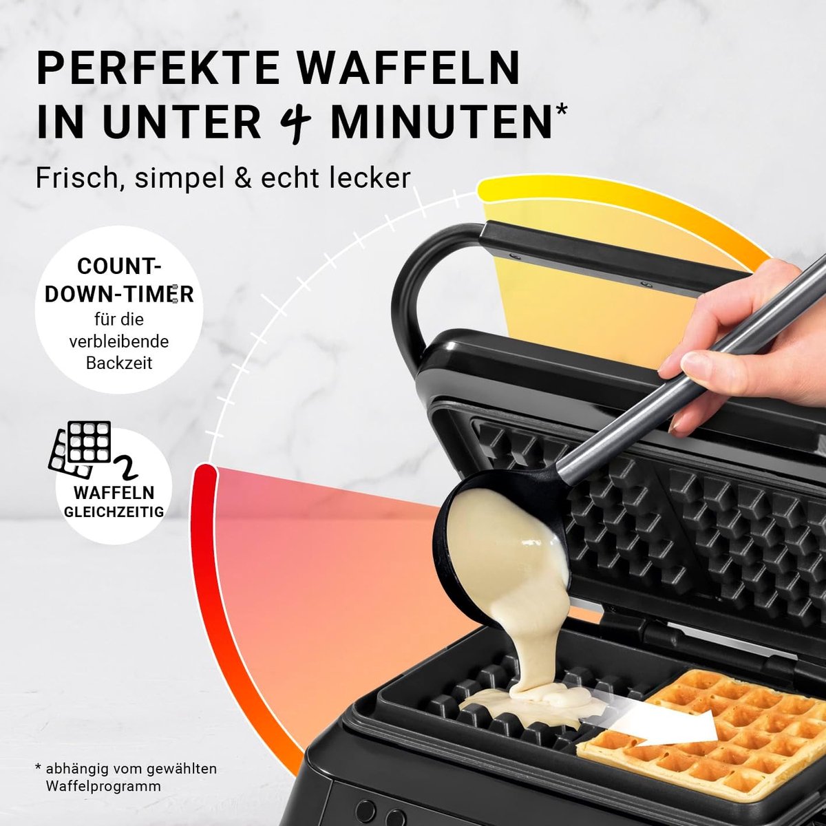 Wafelijzer 1600 W - Midnight Edition - 5 Programma's - LCD Display - Perfecte Wafels - SnelShoppen