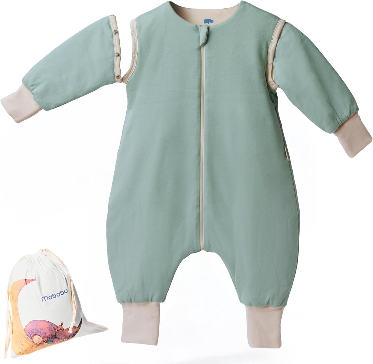 Babyslaapzak met voeten 2.5 TOG - 100% GOTS biologisch katoen - afneembare mouwen - ideaal voor elk seizoen - SnelShoppen