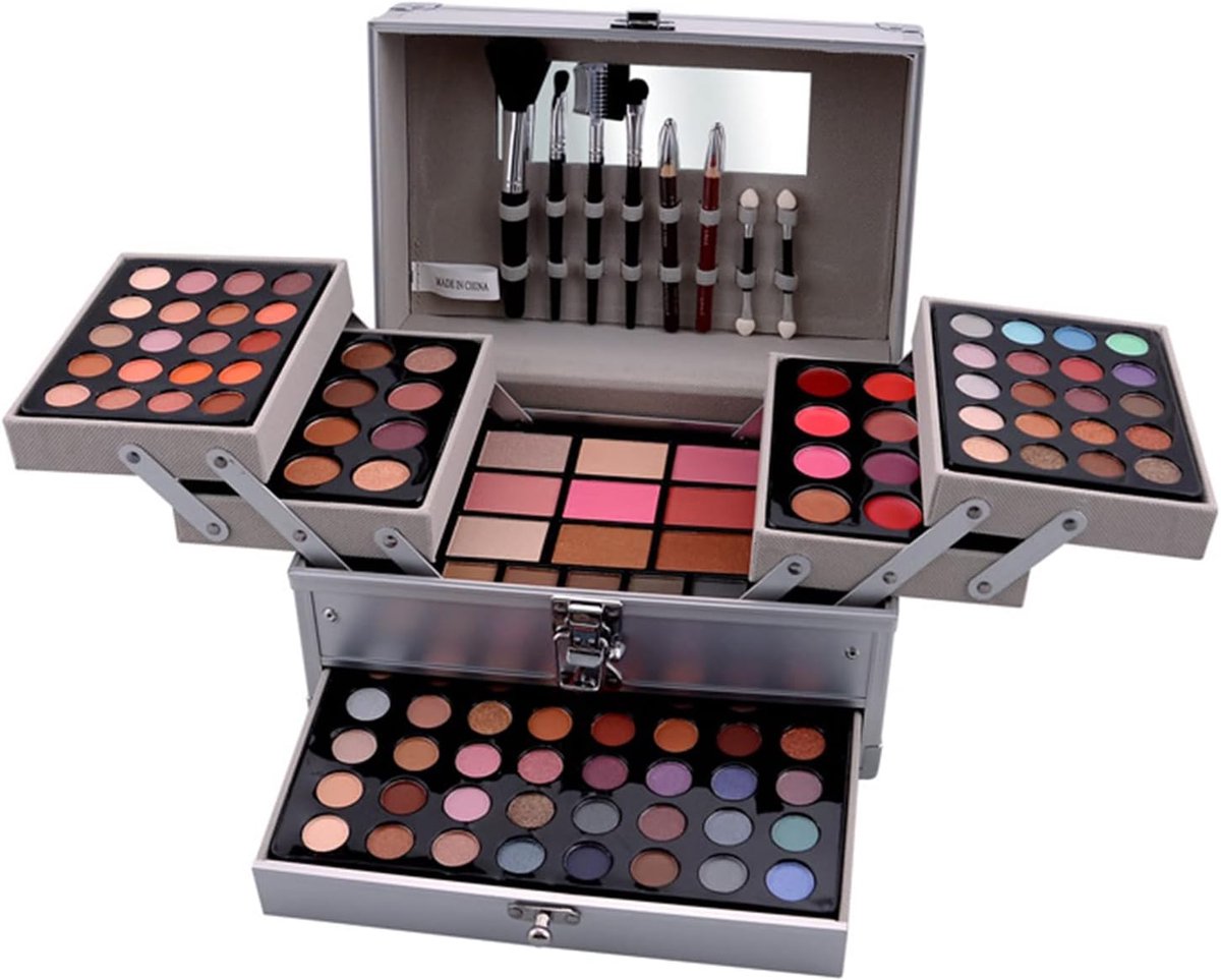 Make-up set multifunctioneel - complete make-up box - inclusief oogschaduw, blush en kwasten - SnelShoppen