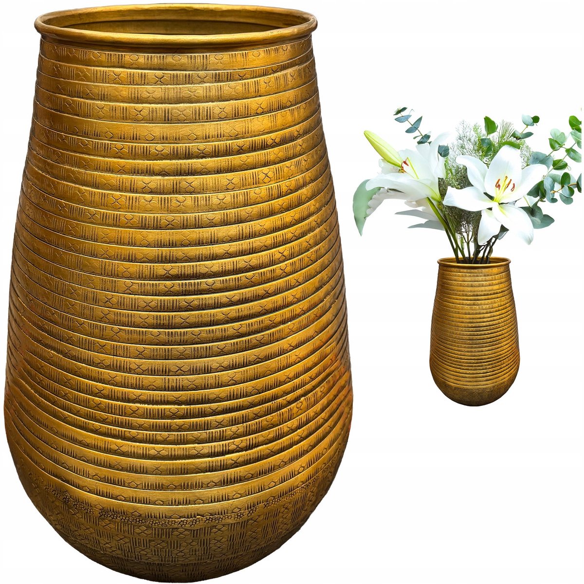 Gouden Metalen Vaas 38cm - Stijlvolle Decoratie voor Bloemen