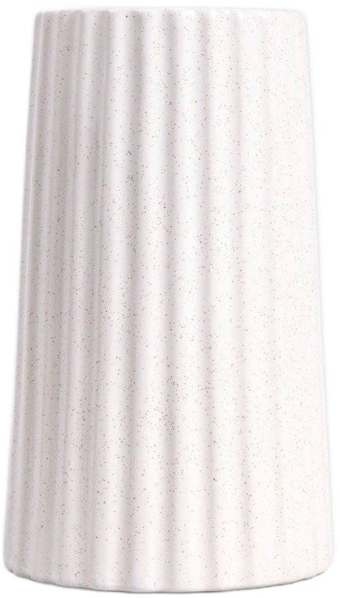 HOMLA - Vase - NOVO - ceramic fluted ecru - 11.5x19.5 cm