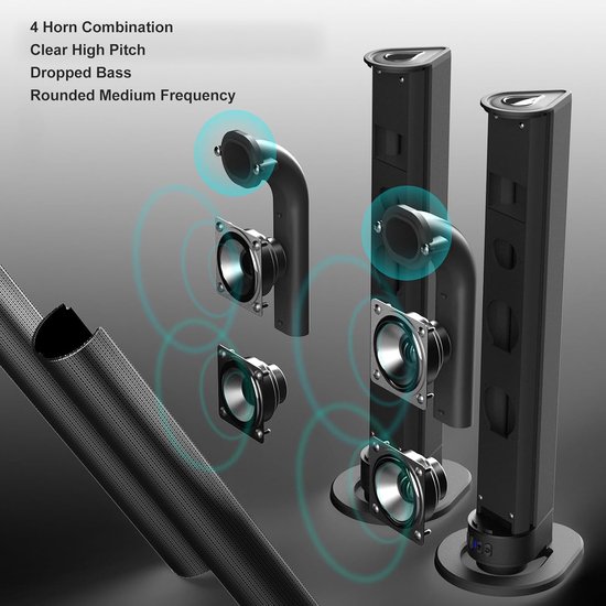 Soundbar Speakers - Verticale Speakers - Home Theater - 4 Wireless Drivers - 40W - Zwart — afbeelding 2