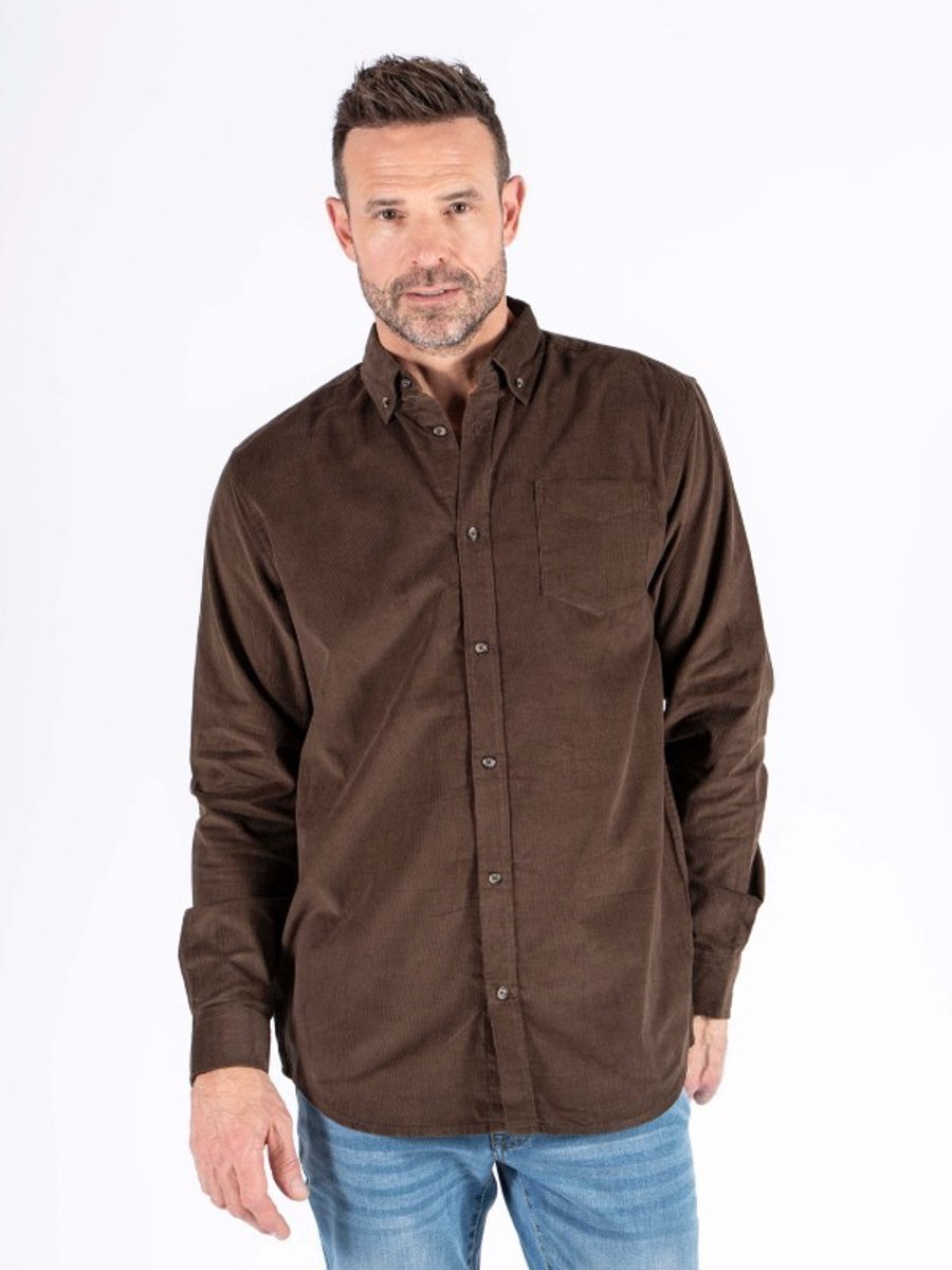 Blouse 600231 bruin uni corduroy Storm - maat L