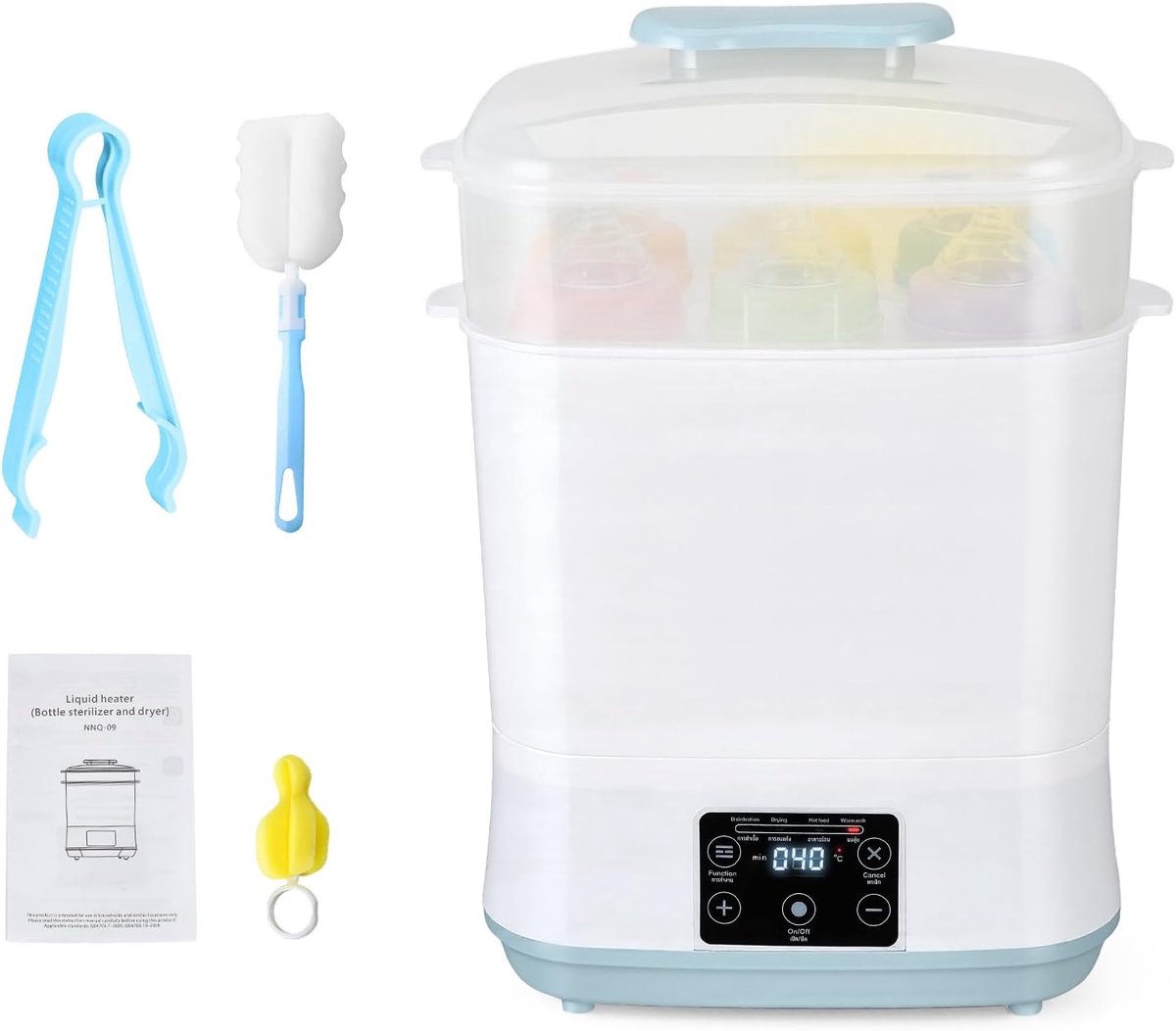 5-in-1 sterilisator en babyflessendroger - elektrische stoomsterilisator - 2 niveaus voor flessen en accessoires - ShopVlot