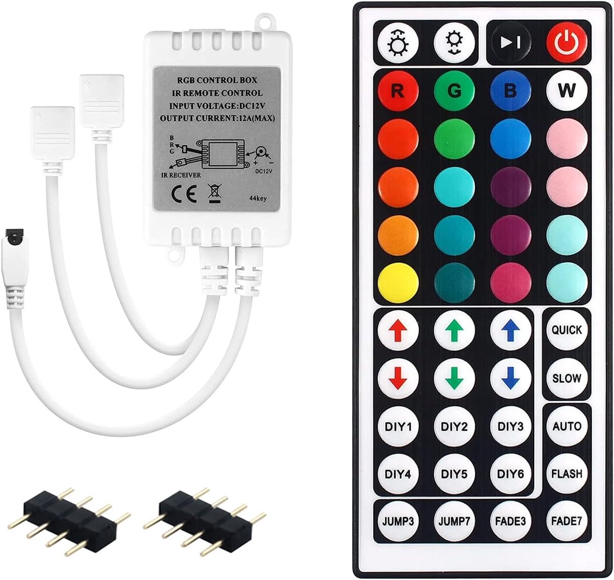 RGB controller box - 44 toetsen afstandsbediening - dual outputs - eenvoudig te bedienen voor LED verlichting - ShopVlot