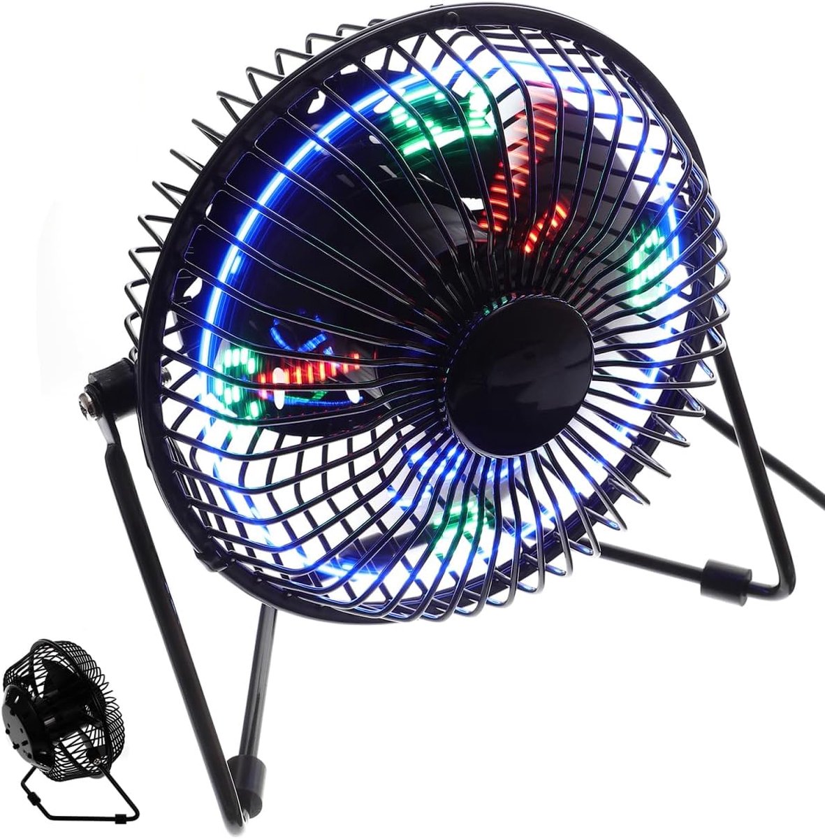 Mini USB-led-tafelventilator met klok - metalen ventilator - stille werking - ideaal voor thuis en kantoor - ShopVlot