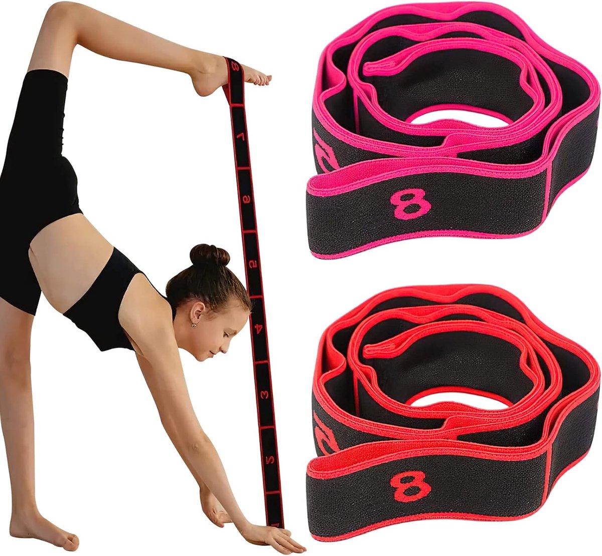 Yoga Stretch Band Set van 2 - Extra lange fitnessbanden - Duurzaam materiaal - Ideaal voor pilates en yoga - ShopVlot