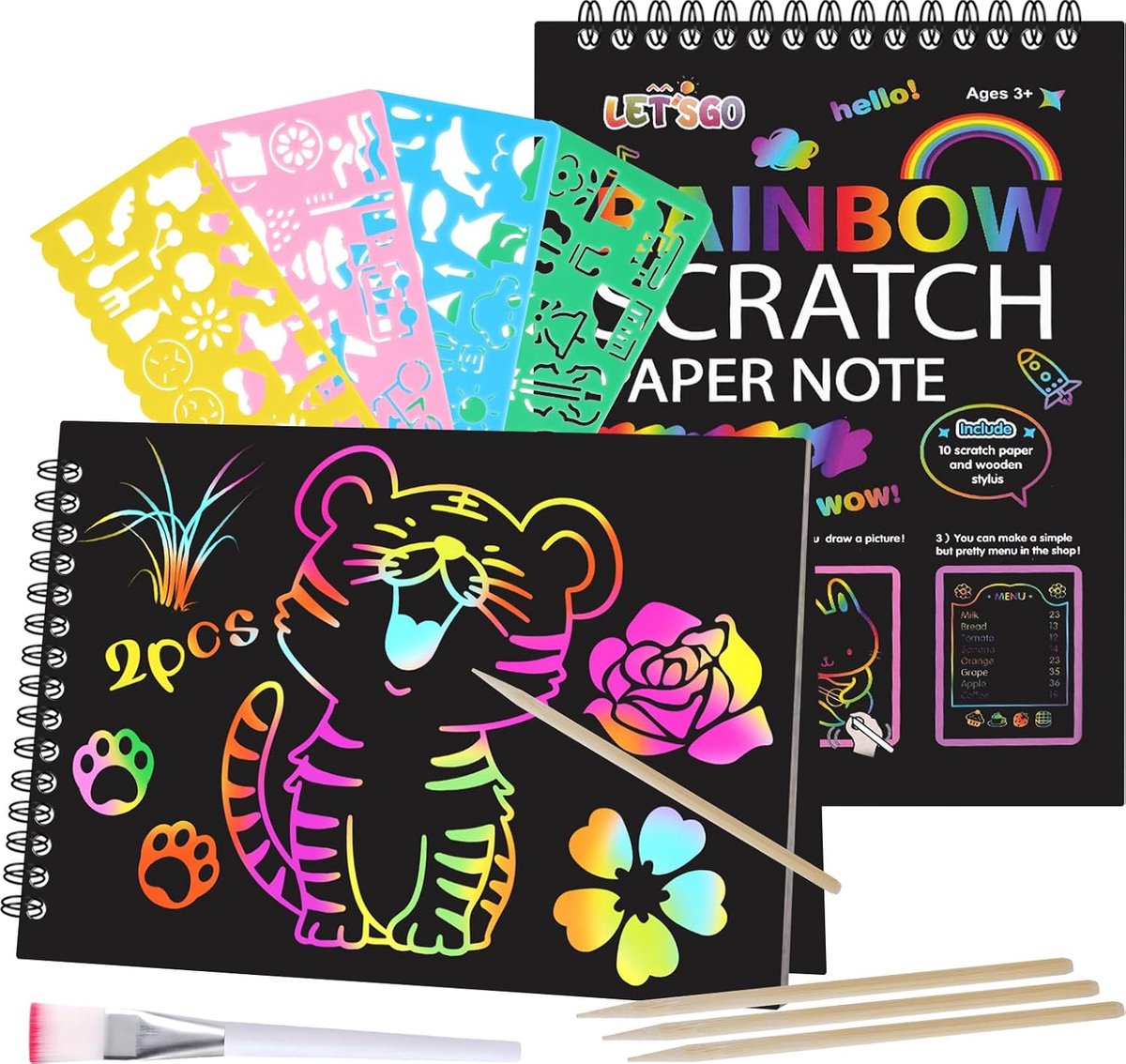 Scratch Art voor kinderen - 2 Regenboogboeken - Creatieve knutselprojecten - Perfect voor ouder-kind interactie - ShopVlot