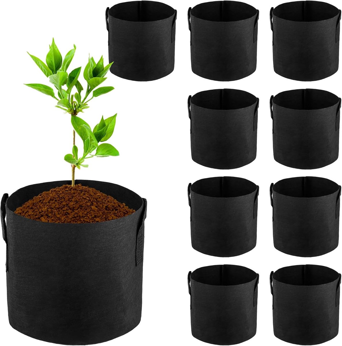 Plantzakken 11L - Geweven stof - Met handvat - Ideaal voor groenten en bloemen - ShopVlot