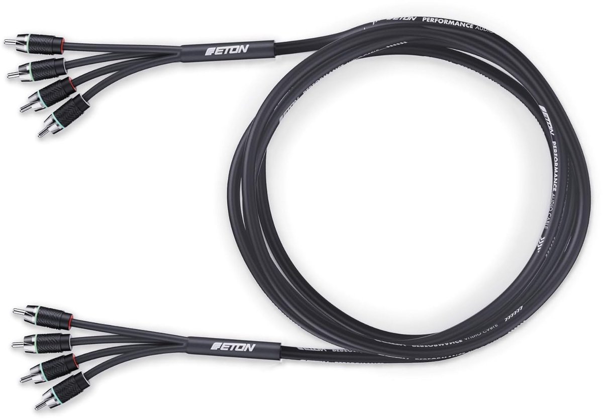 RCA Cinch Kabel 5,5 m - 4 Kanaals - Hoogwaardige OFC - Ideaal voor Autoradio en Versterker - ShopVlot