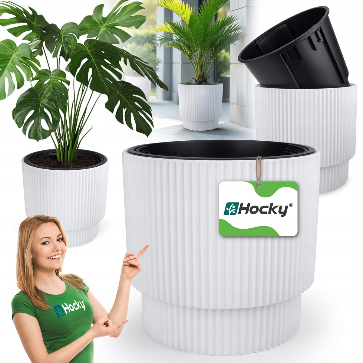 Grote Witte Pot met Inzet - 30cm - Vorstbestendig - Stijlvol Design