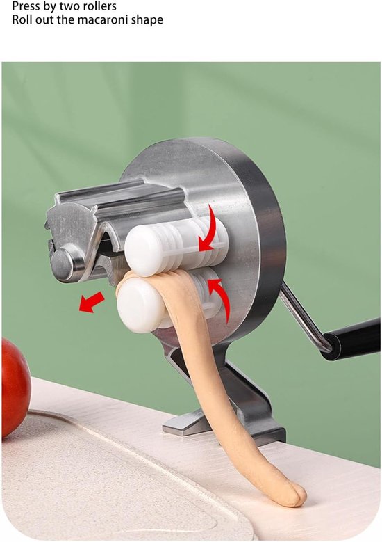 SnelShoppen - Handmatige Cavatelli Maker Pasta Machine - Aluminium en Kunststof - Ideaal voor Spaghetti, Gnocchi en Macaroni - Perfect voor Thuis Koke van Snelshoppen — afbeelding 3