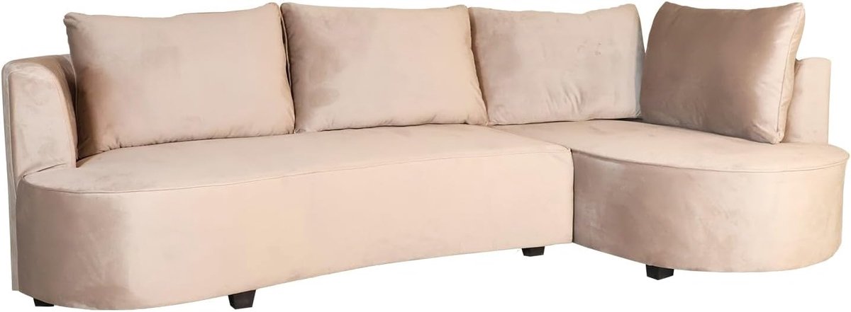 Hoekbank rond Lando 270 cm - taupe velours - met curve - eenvoudig te monteren - ShopVlot