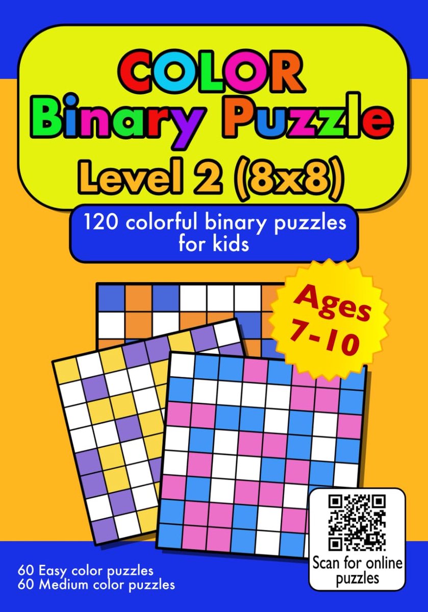 Color Binary Puzzle - Niveau 2 - 8x8 - 120 kleurrijke puzzels - stimuleert logisch denken - ShopVlot