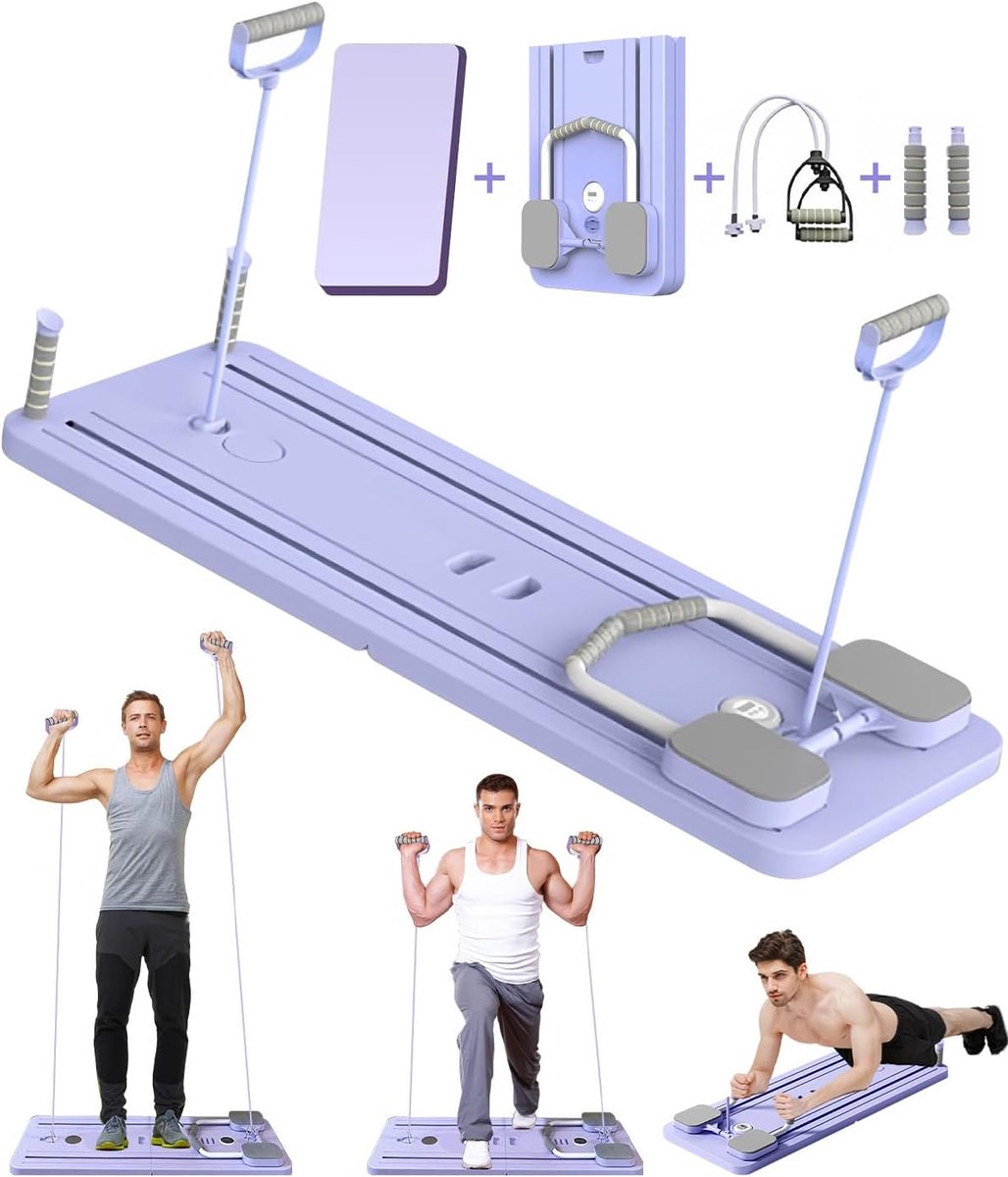 Pilates Reformer Board - Opvouwbaar - Met Ab Roller en Steun - Ideaal voor Thuisfitness - ShopVlot