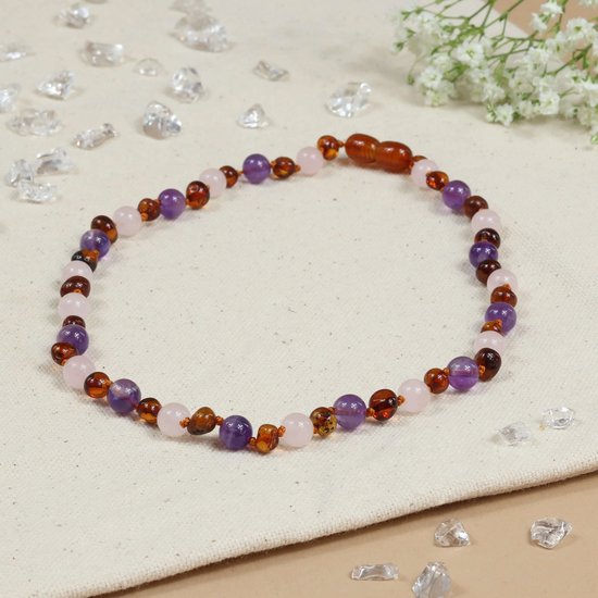 Baby Natura - Barnsteen ketting - Baby/peuter - Cognac milk - 32 cm van Merkloos — afbeelding 3