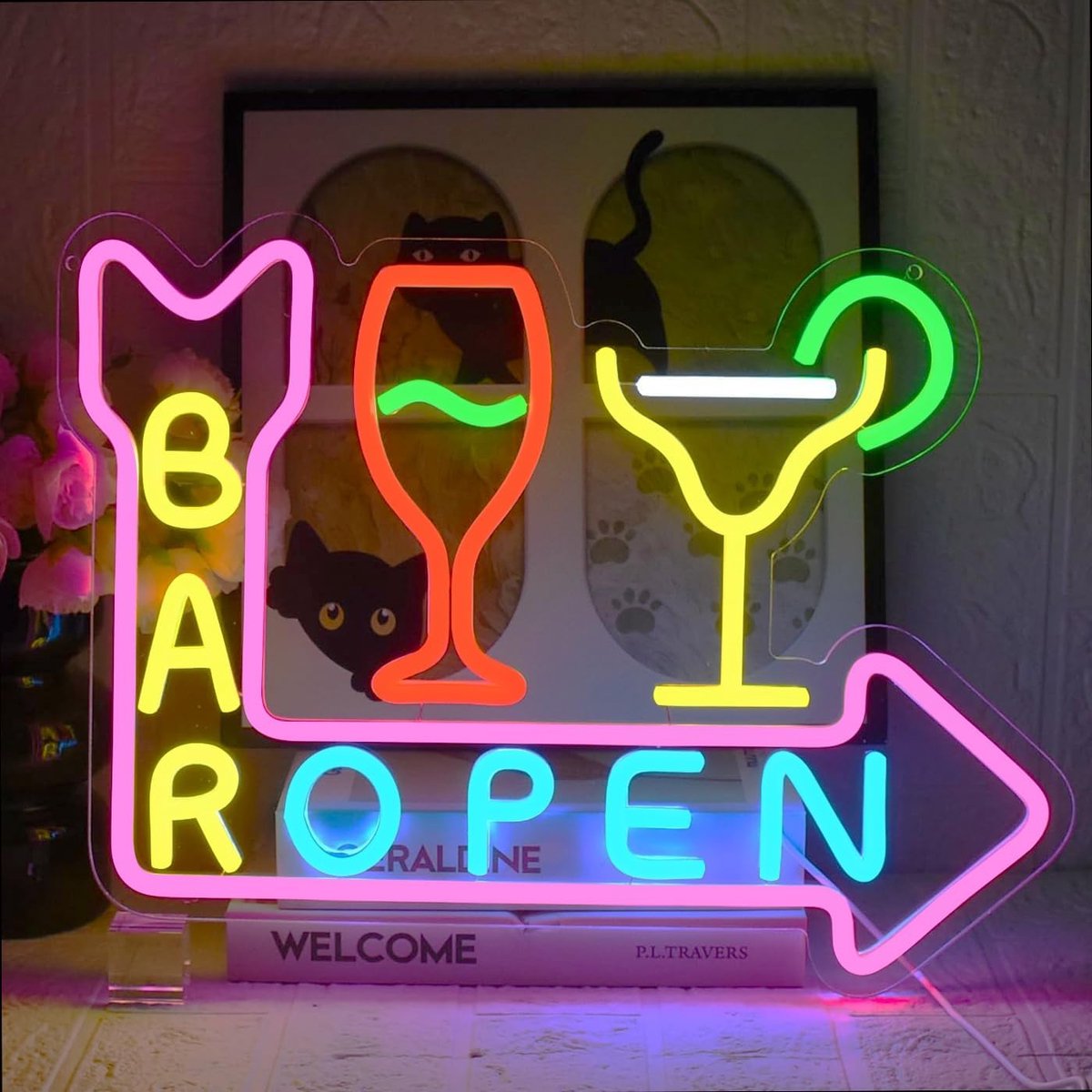 Neon sign open - Cocktail design - USB dimbaar - Ideaal voor bar of woonkamer - ShopVlot