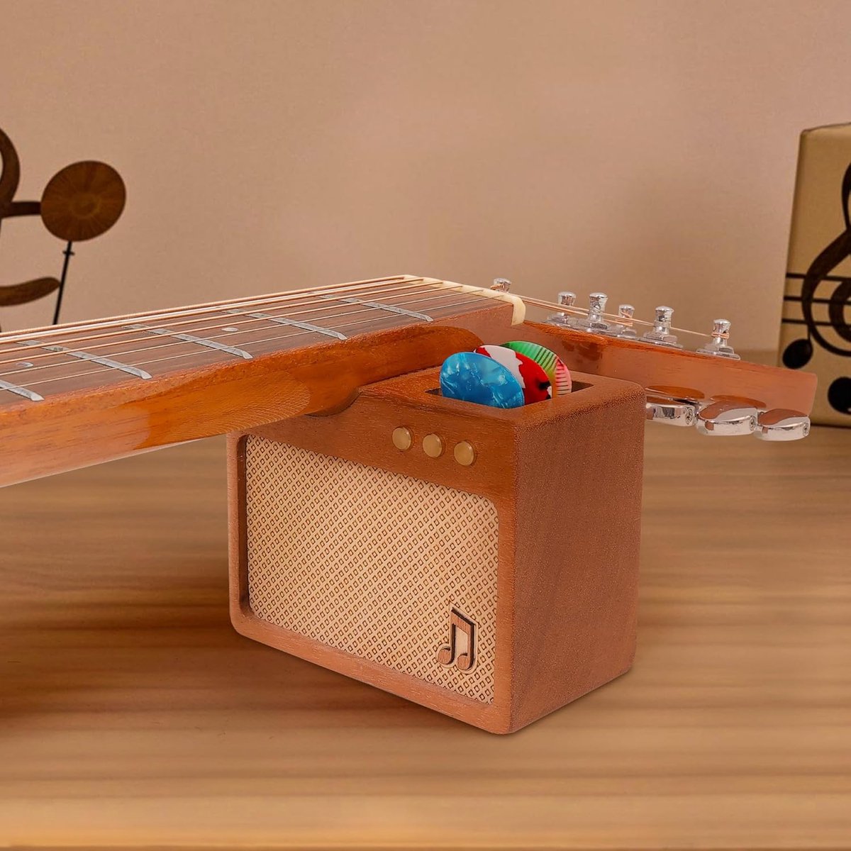 Guitar Neck Rest - Houten Amp Stijl - Met Plectrumhouder - Ideaal voor Onderhoud - ShopVlot