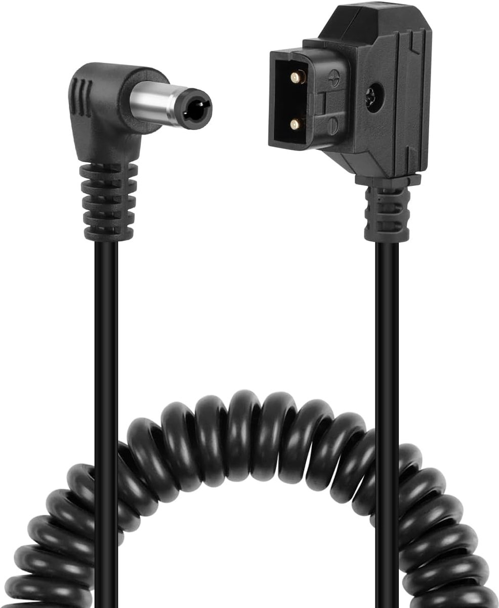 D-TAP naar DC 5.5 x 2.5mm Coiled Kabel - 90 Graden Ontwerp - Flexibel voor Muurmontage - Voor Camera's en LED Lampen - ShopVlot