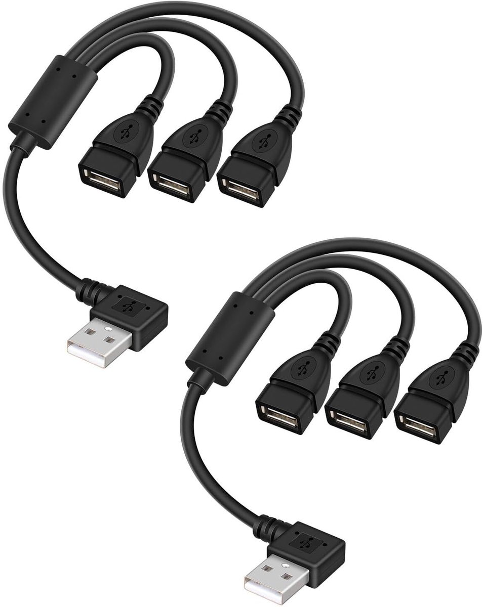 USB-verdeler 3 poorten - rechtshoekig - Y-splitterkabel - efficiënt opladen en gegevensoverdracht - ShopVlot