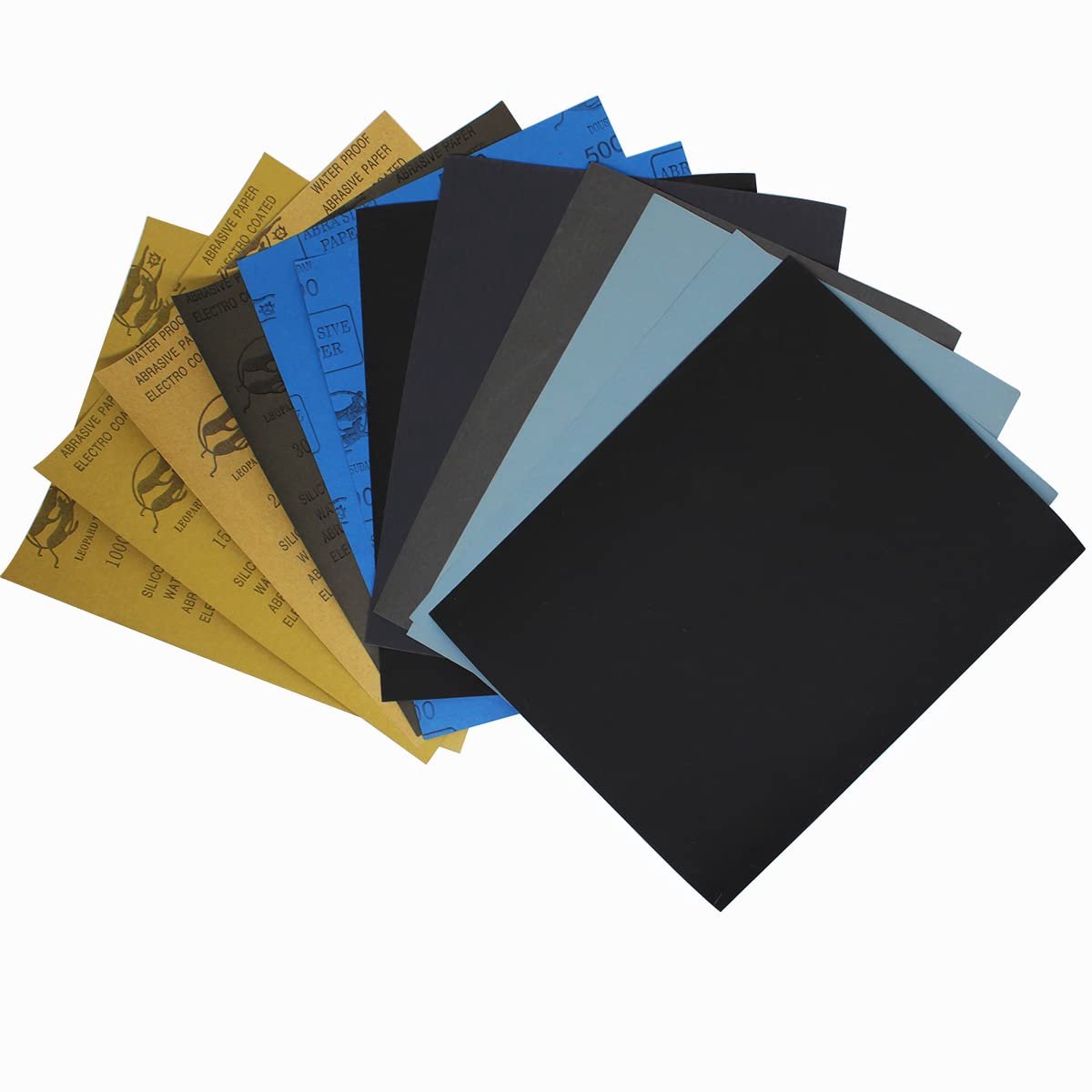 Schuurpapier 230 x 280 mm - nat en droog - 400 tot 3000 korrel - ideaal voor metaalbewerking en autopolijsten - ShopVlot