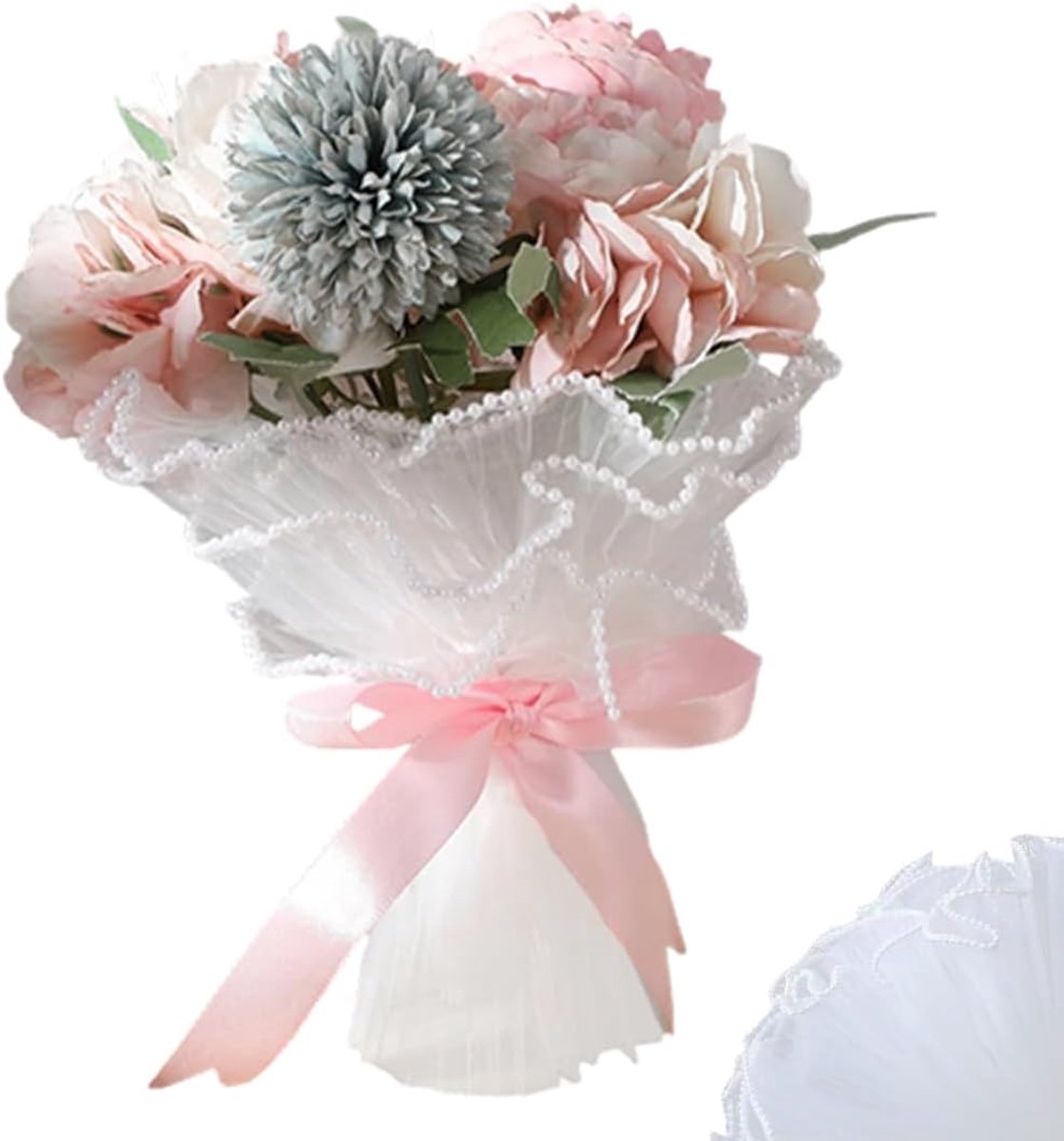 Bloemen cadeau inpakpapier 0.15m x 4m - parelrand - wit - elegante verpakking voor speciale gelegenheden - ShopVlot