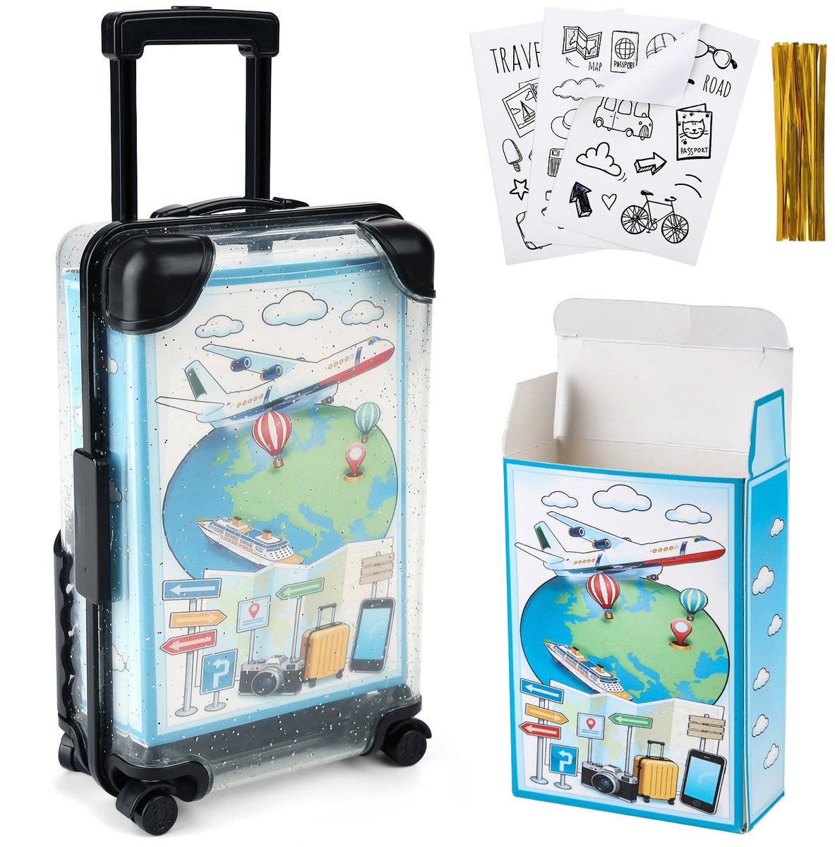 Mini-koffer met wielen - decoratieve spaarpot - cadeaubox voor geldcadeaus - ideaal voor verjaardagen - ShopVlot