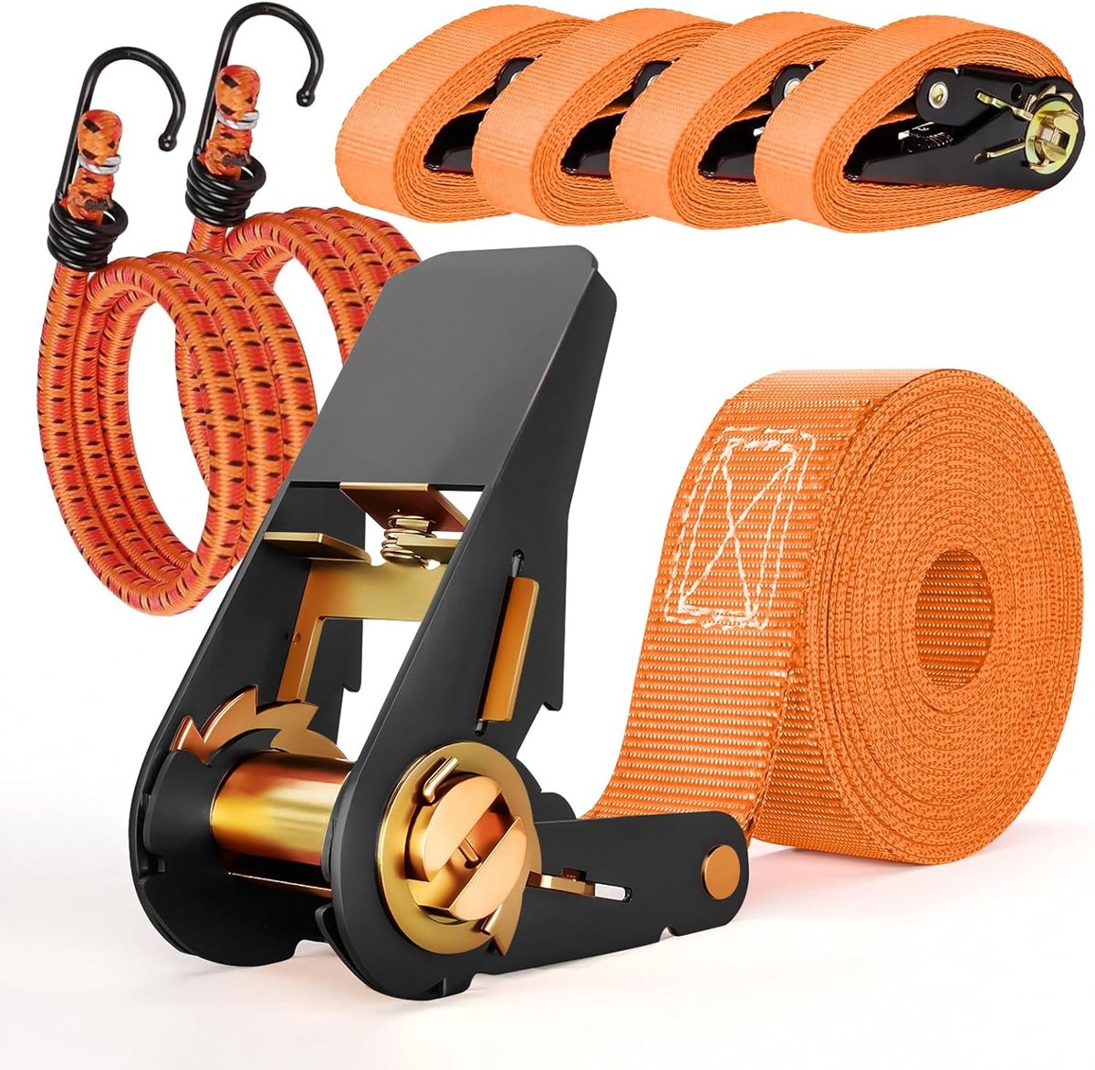 Ratchet lashing straps 4 m - 25 mm breed - 800 kg draagkracht - ideaal voor vervoer van goederen - ShopVlot