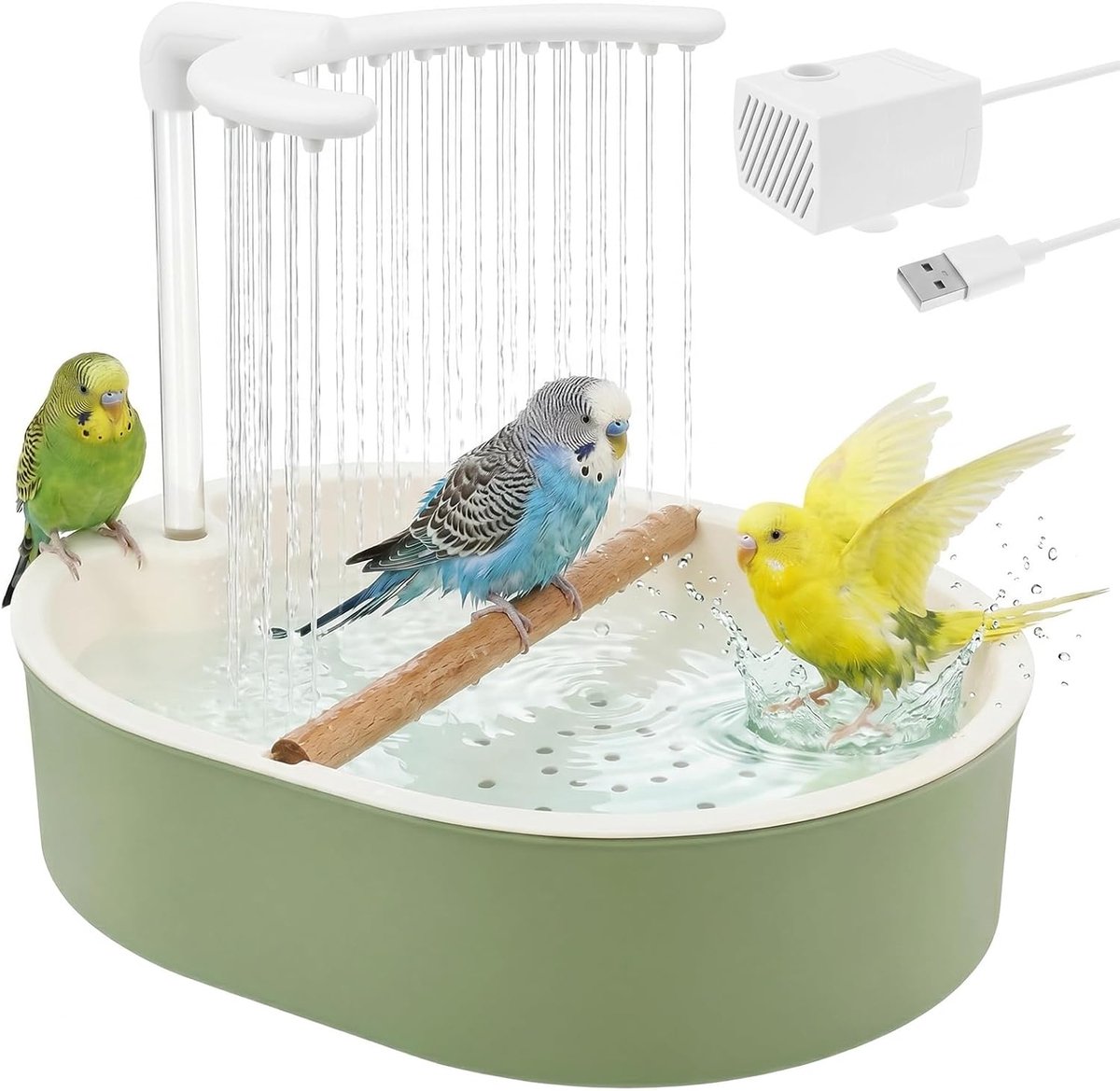 Vogelbad met automatische watercirculatie - Robuust PP materiaal - Ideaal voor parkieten en agaporniden - ShopVlot