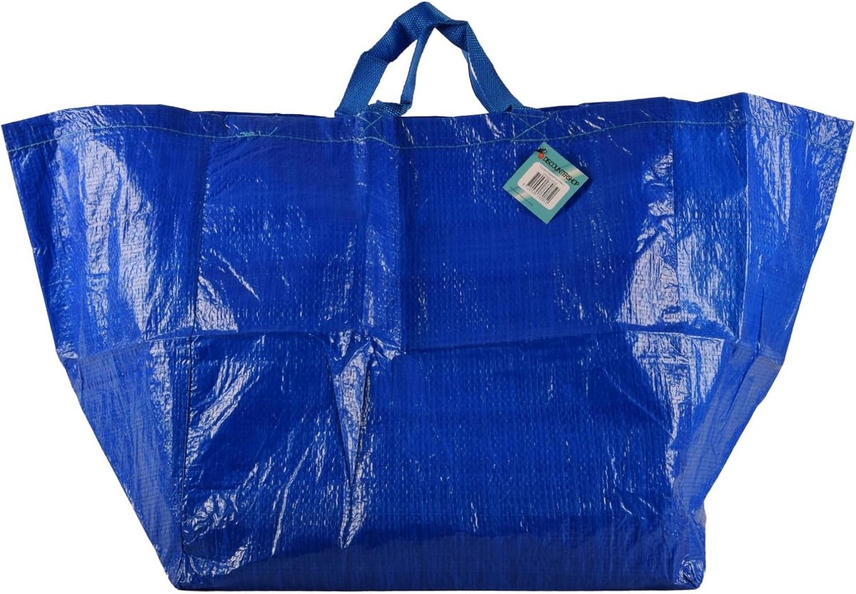 Opbergzak 60 liter - Blauwe plastic boodschappentas - Vouwbaar en lichtgewicht - Ideaal voor boodschappen - SnelShoppen