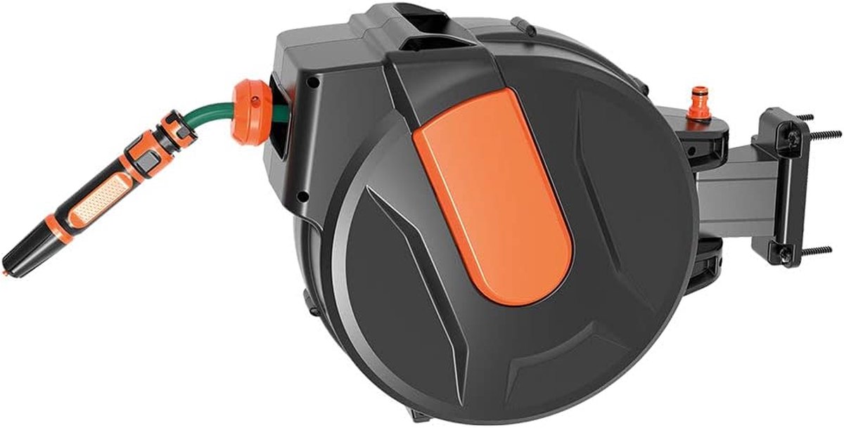 Automatische Slanghaspel - Slangenroller Tuinslang - Tuin Water Geven - Langzaam Oprolsysteem - 25 m - Grijs