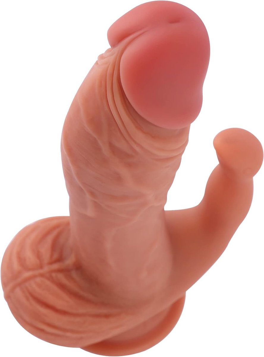 Dildo Rabbit KlicLok Medium 20-23 CM - Nude - 100% Premium Siliconen - Met clitorale massager - SnelShoppen