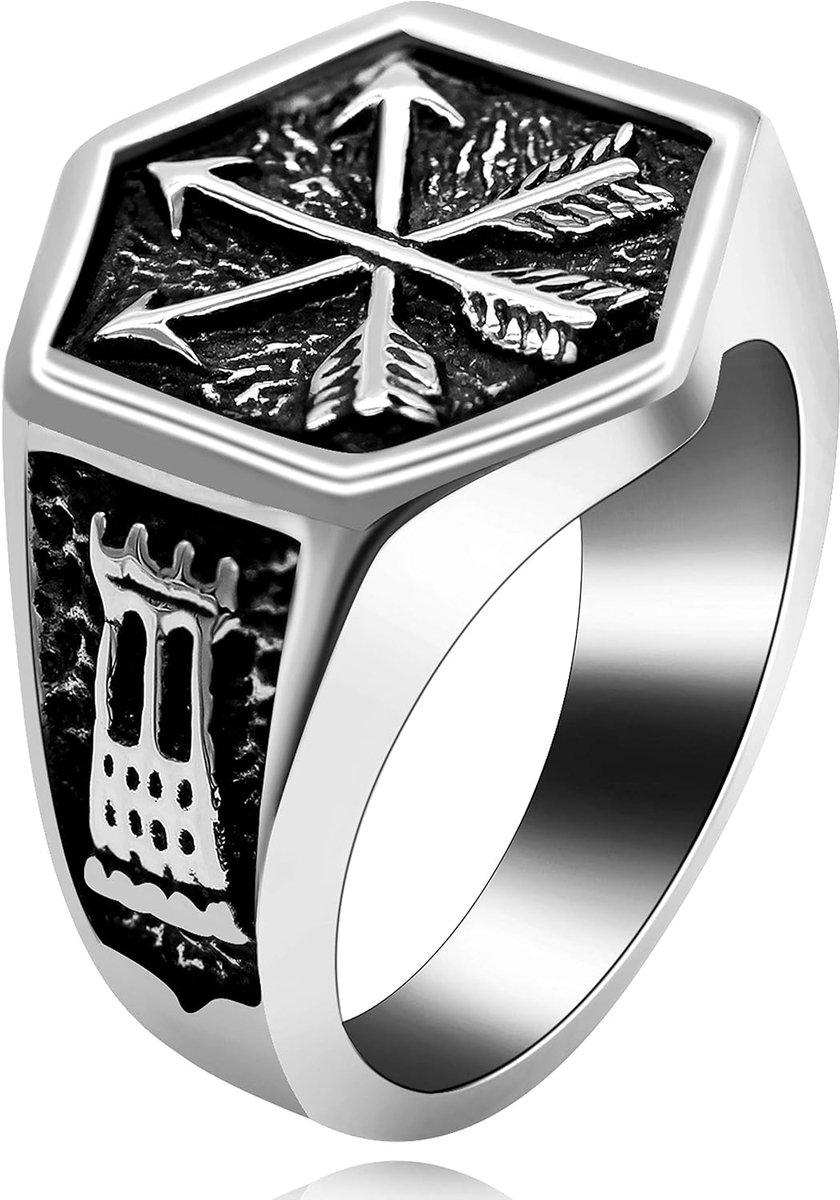 Roestvrij stalen samenwerkingsring alliantie ring pijl ring slot patroon ring voor mannen vriend Y522, Metaal