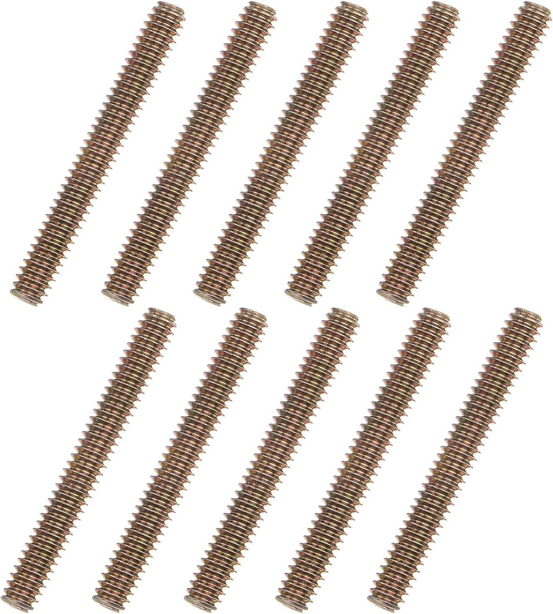 10 stuks 1/4x2" koolstofstaal draadstang, kleurverzinkte volledige schroefdraad schroef voor meubels, tuin, relingmontage