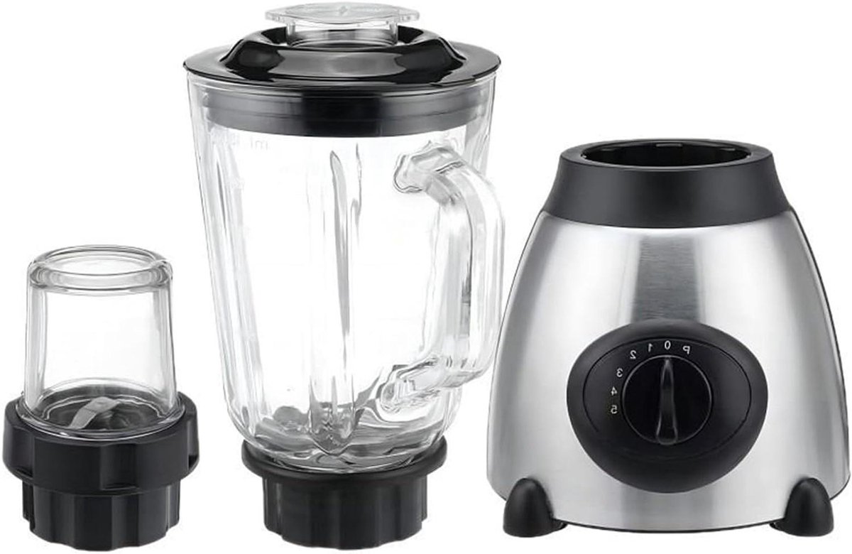 Aanrecht Blender - Keukenmachine Kruidenmaker - Voedsel Bereiden - Verwisselbare Glazen Beker - 24.5H x 21B cm - Zwart