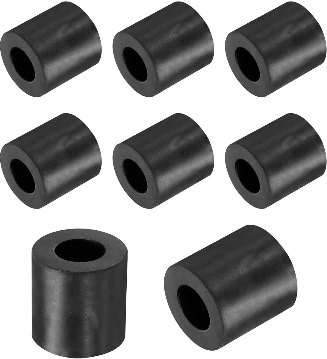 8 stuks rubberen sluitringen, rubberen spacer, 20 mm buitendiameter x 10 mm binnendiameter x 20 mm hoogte, zwart, ronde afstandshulzen, dikke rubberen ringen, rubberen afstandhouders
