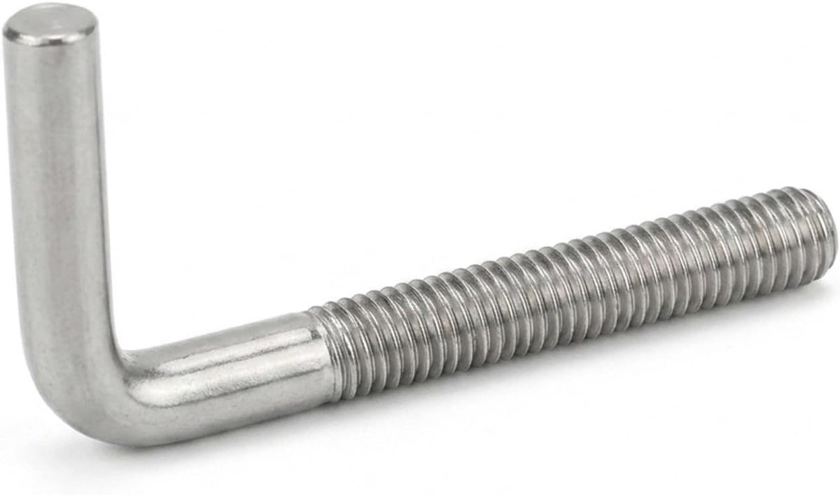 10 stuks L-vormige funderingsschroeven, schroefhaken M6 x 60 mm, hoogwaardige haakschroeven, haken met schroefdraad, robuuste rechthoekige schroefbouten voor doe-het-zelvers en bouwprojecten