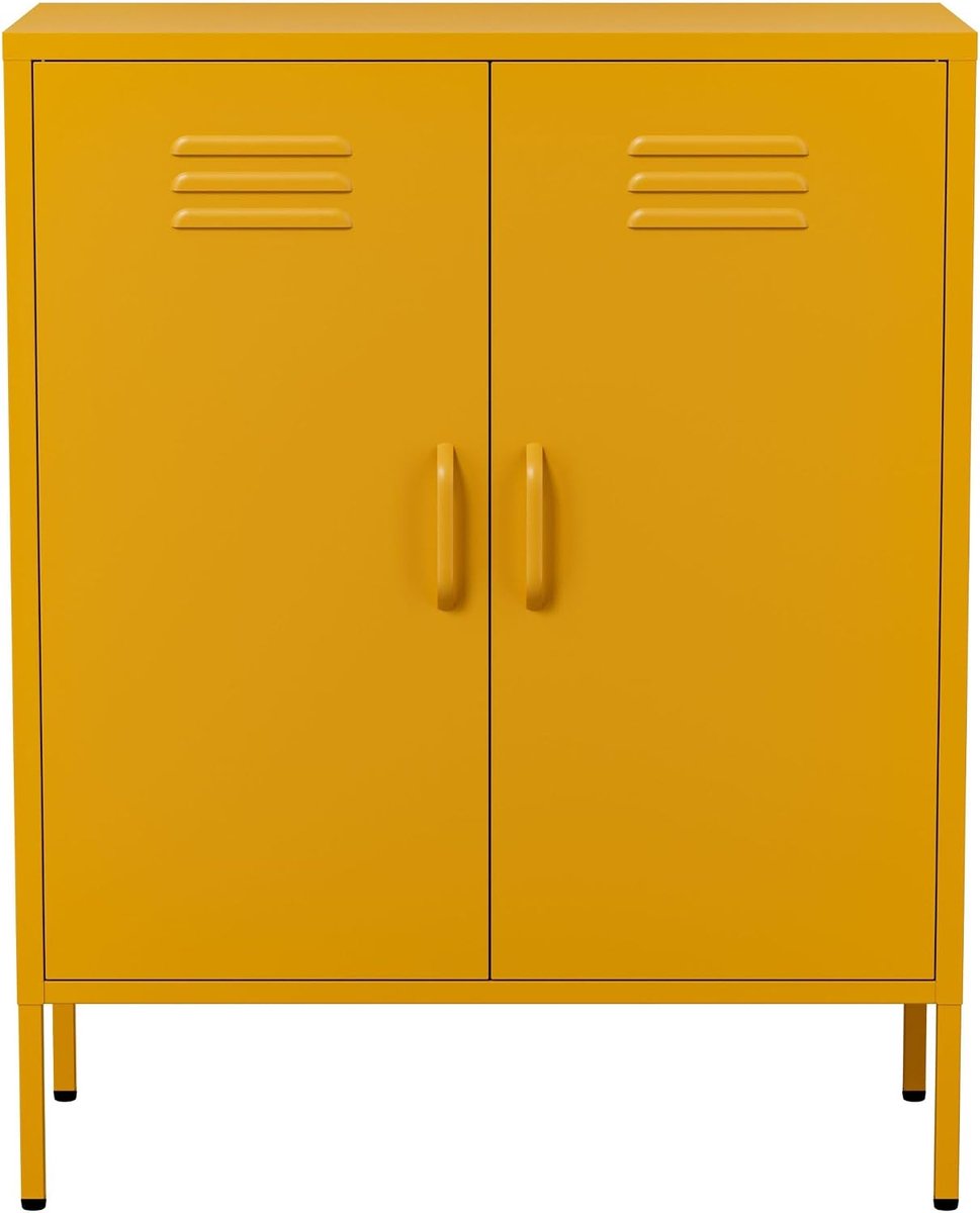 Sideboard 80x40x100 cm - Metaal - Geel - Ideale opbergruimte voor tuingereedschap - SnelShoppen