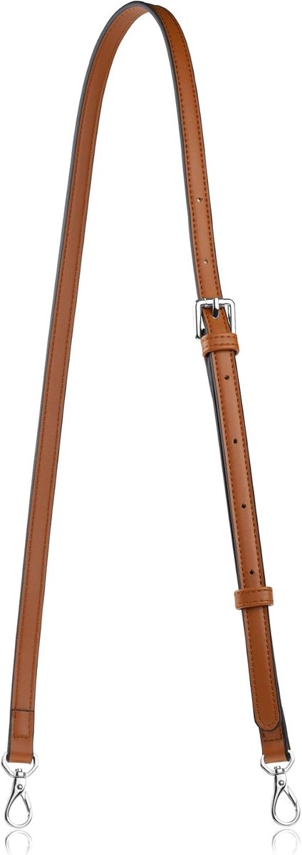 Lederen portemonnee riem vervanging crossbody handtas lang verstelbaar (bruin, zilveren hardware)