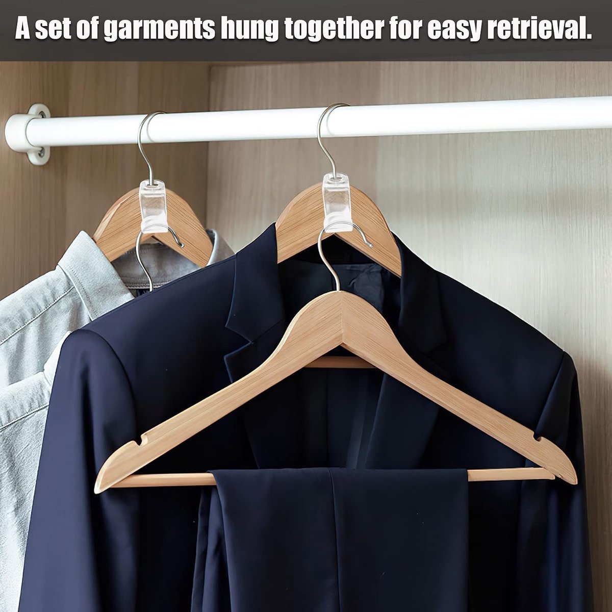 Ruimtebesparend, 60 stuks kleerhangers, haken, aansluiting, connectoren, kledingkast, organizer, dassenhouder, ruimtebesparende verbindingshaken (transparant)