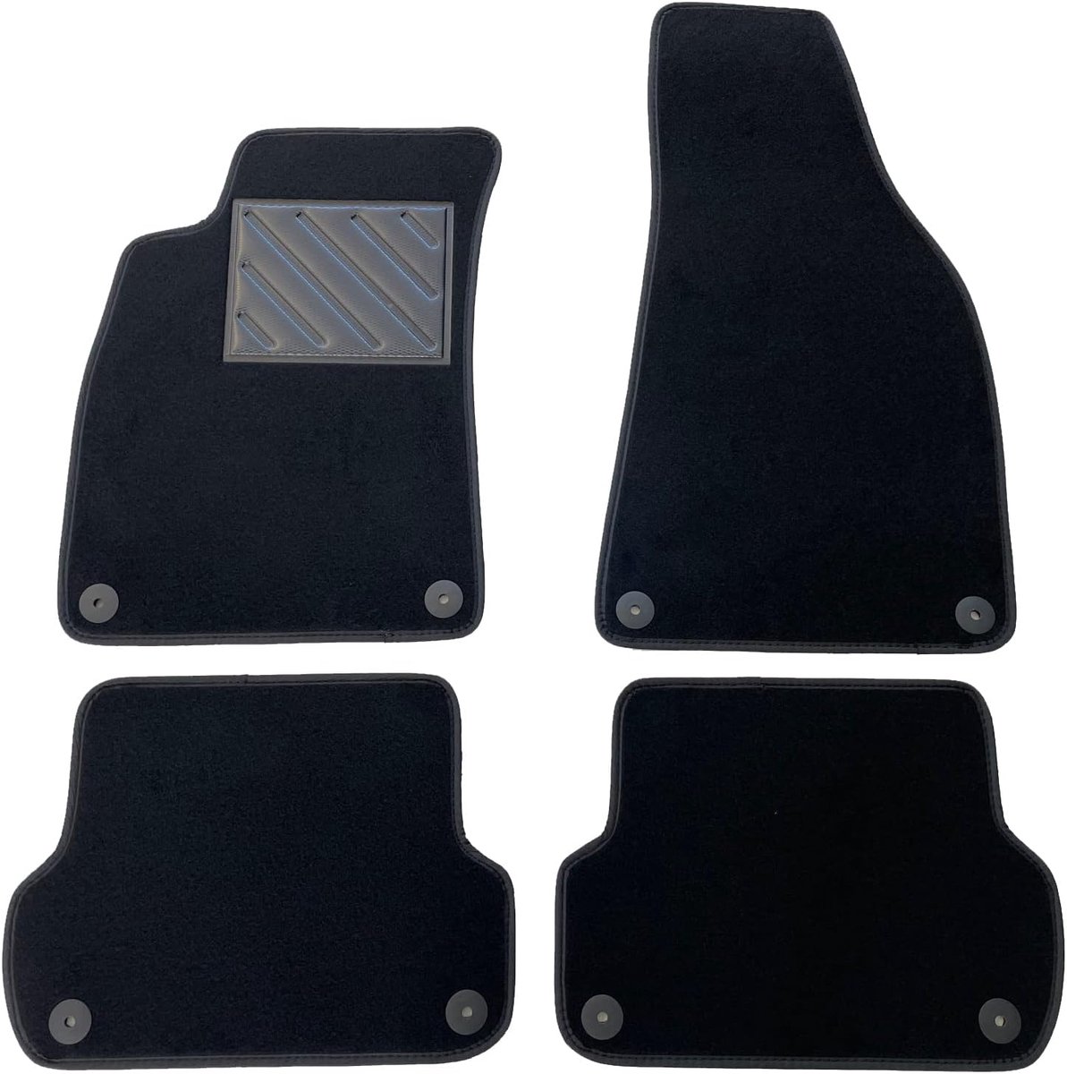 Vloermatten voor Seat Exeo 2008-2013, precies passend, antislip, hakbeschermers van versterkt rubber, bevestigingsknoppen